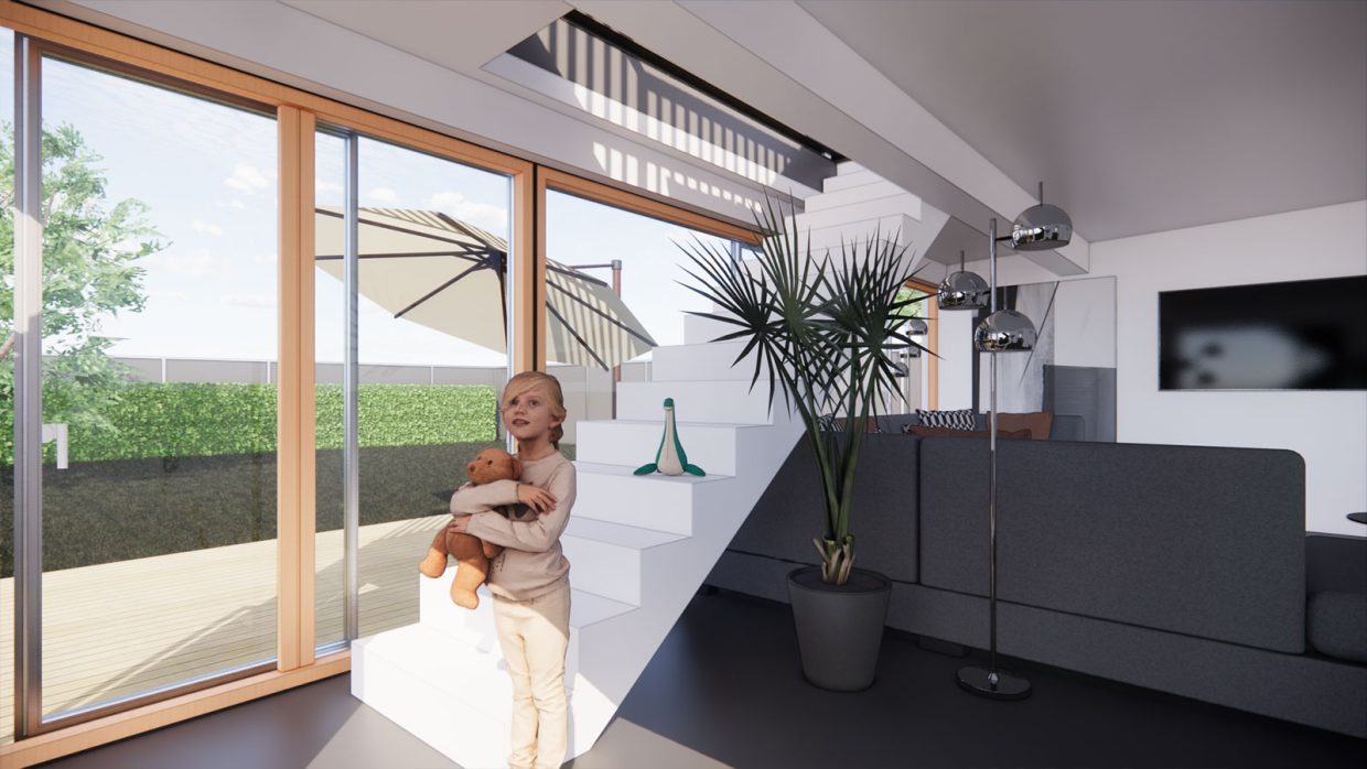 Arkitekttegnet-tilbygning-af-stue-med-tagterrasse-til-en-børnefamilie