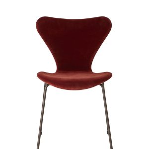 3107 stol, fuldpolstret velour af Arne Jacobsen (Autumn red)