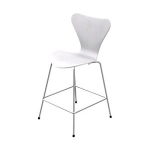 3187 Lav barstol af Arne Jacobsen (Uden polstring, Farvet ask, Hvid)