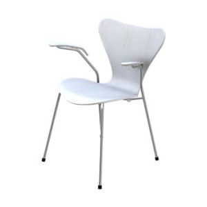 3207 Serie 7 armstol af Arne Jacobsen (Uden polstring, Farvet ask, Hvid)
