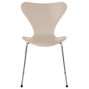 3107 spisebordsstol, lakeret lys beige/krom stel af Arne Jacobsen
